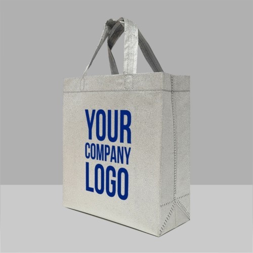 Silver Glitter Laminated Box Bag